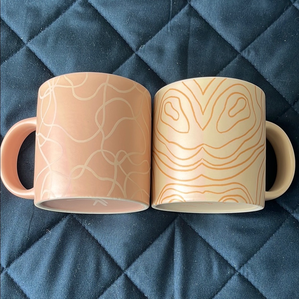 Abstract Patterned Ceramic Mugs - Set of Two